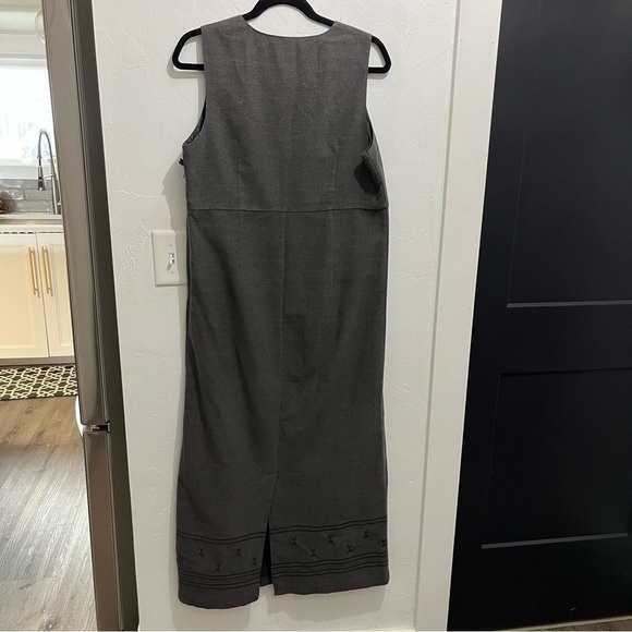 Eddie Bauer Gray Sleeveless VNeck Flannel Embroidered Maxi Dress Small - Picture 5 of 14